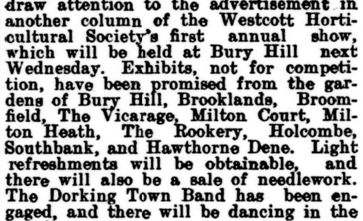 From the Dorking Advertiser 1901